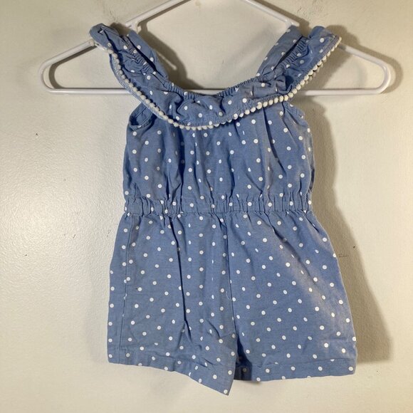 Girls Minnie Mouse Romper Polka Dot Blue White 3T Cotton - Picture 2 of 6